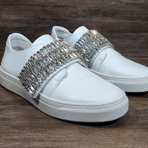 ZCD Montreal Italian Crystals White Leather Bling ASO Jennifer Lopez 37 US 6.5